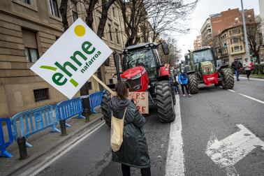 Protesta de los agricultores y ganaderos con sus tractores en Pamplona