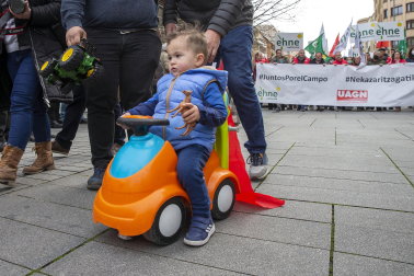 Protesta de los agricultores y ganaderos con sus tractores en Pamplona