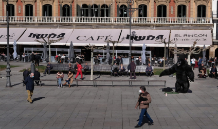 Plaza del Castillo dos años después del inicio de la pandemia.
