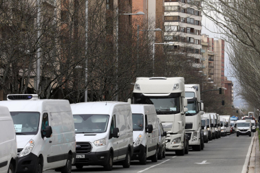 Fotos de la caravana de camiones en Pamplona