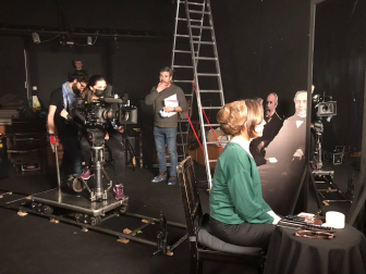 Pilar Gómez durante el rodaje de la película esta semana.