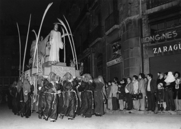 Paso de la Entrada en Jerusalén, en la procesión de Viernes Santo en Pamplona, 1975