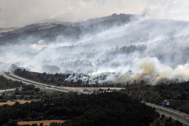 Fotos del incendio producido entre Obanos y Legarda.