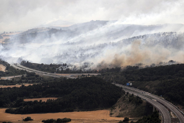 Fotos del incendio producido entre Obanos y Legarda.