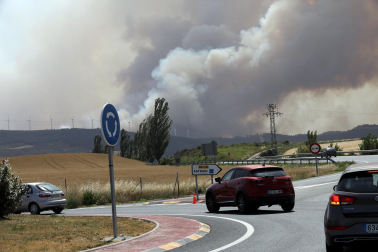 Fotos del incendio producido entre Obanos y Legarda.
