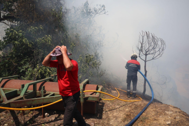 Incendio en San Martín de Unx, este domingo.