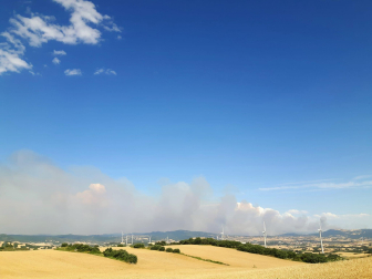 Incendio de la Valdorba desde Añorbe.