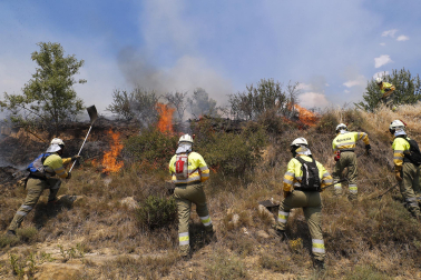 Fotos de los incendios activos en Navarra este domingo.