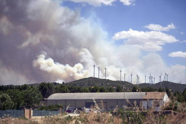 Fotos de los incendios activos en Navarra este domingo.