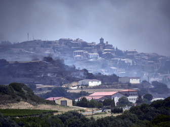 Fotos de los incendios activos en Navarra este domingo.