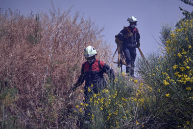 Fotos de los incendios activos en Navarra este domingo.