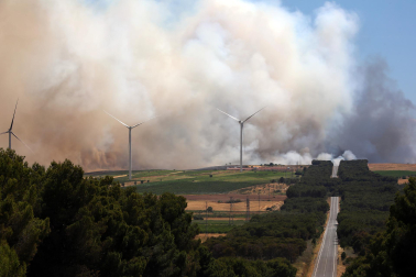 Fotos de los incendios activos en Navarra. El fuego en las cercanías de San Martín de Unx ha provocado el desalojo de la localidad.