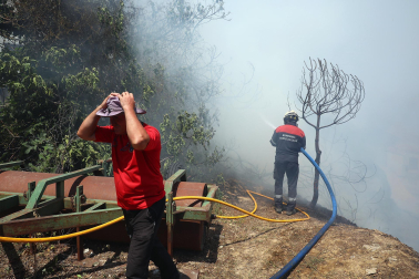 Fotos de los incendios activos en Navarra. El fuego en las cercanías de San Martín de Unx ha provocado el desalojo de la localidad.