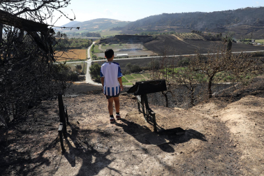 Fotos de los efectos de los incendios en Obanos, Puente la Reina, Legarda, Undiano y Astráin.