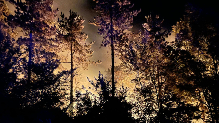 Las llamas avanzan sin control durante la noche por la ladera que conduce a Astráin y Undiano.