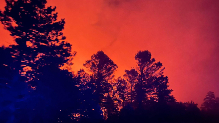 El fuego avanza en la sierra de El Perdón y ha provocado el cierre de la Autovía