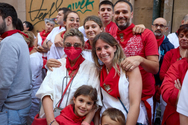 La Comparsa de Gigantes y Cabezudos, en las calles de Pamplona el 7 de julio 2022.