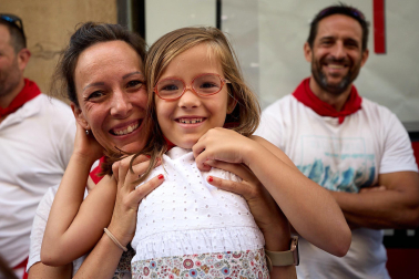 La Comparsa de Gigantes y Cabezudos, en las calles de Pamplona el 7 de julio 2022.