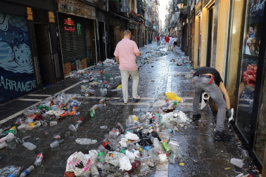 Kilos de basura en Pamplona en San Fermín