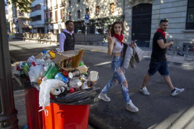 Kilos de basura en Pamplona en San Fermín