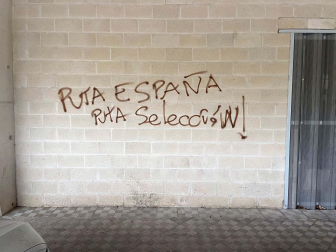 pintadas contra la Selección española en El Sadar