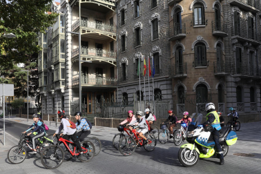 Foto de la bicicletada por las calles de Pamplona.