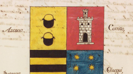 Escudo de la familia de Agustina Azcona y Balanza. Expediente de pruebas de Ignacio Luis Azcona