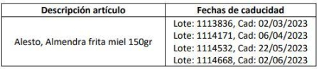 Lotes afectados de las almendras fritas de Lidl