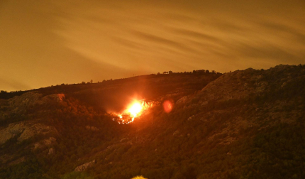 Imagen del foco del incendio en Aralar