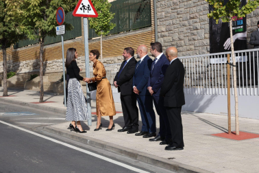Foto de la reina Letizia durante su visita a Tudela para participar en un homenaje a Pilar Miró en el marco del Festival Ópera Prima.