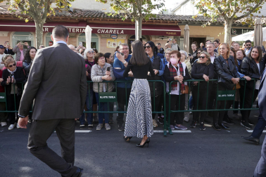 Foto de la reina Letizia durante su visita a Tudela para participar en un homenaje a Pilar Miró en el marco del Festival Ópera Prima.