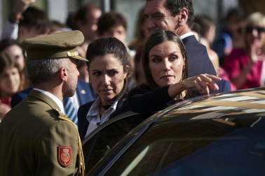 Foto de la reina Letizia durante su visita a Tudela para participar en el homenaje a Pilar Miró en el marco del Festival Ópera Prima.