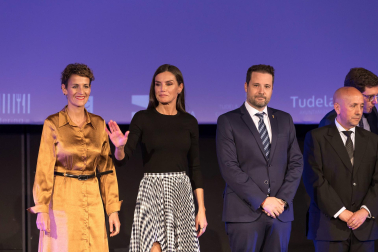 Foto de la reina Letizia durante su visita a Tudela para participar en el homenaje a Pilar Miró en el marco del Festival Ópera Prima