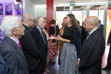 Foto de la reina Letizia durante su visita a Tudela para participar en el homenaje a Pilar Miró en el marco del Festival Ópera Prima