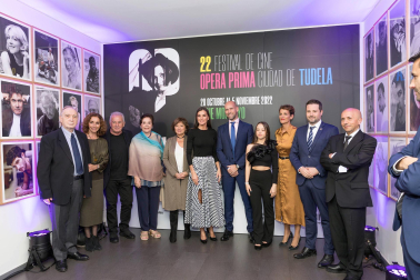 Foto de la reina Letizia durante su visita a Tudela para participar en el homenaje a Pilar Miró en el marco del Festival Ópera Prima