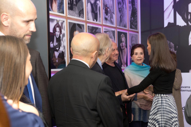Foto de la reina Letizia durante su visita a Tudela para participar en el homenaje a Pilar Miró en el marco del Festival Ópera Prima
