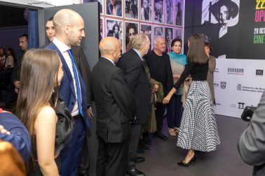 Foto de la reina Letizia durante su visita a Tudela para participar en el homenaje a Pilar Miró en el marco del Festival Ópera Prima