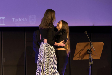 Foto de la reina Letizia durante su visita a Tudela para participar en el homenaje a Pilar Miró en el marco del Festival Ópera Prima