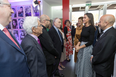 Foto de la reina Letizia durante su visita a Tudela para participar en el homenaje a Pilar Miró en el marco del Festival Ópera Prima