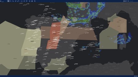Imagen de las zonas aéreas afectadas por el cohete chino. En la imagen, la zona marcada con marrón clara que ya ha levantado las restricciones