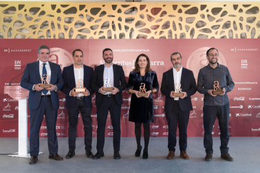 De izq. a dcha.: Benito Jiménez Cambra (CEO Congelados de Navarra), Javier Campo Blanco (Conservas Pedro Luis), Sergio Beni Solans (Director Benis Food), Berta Anaut Benito (Gerente Antonio Anaut), José Barberena Olagüe (Director Almameat) y Xabier Sanz Larrea (Viña Zorzal Wines).