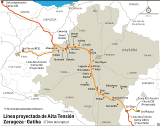 Línea proyectada de Alta Tensión Zaragoza - Gatika