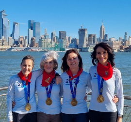 La navarra Nuria Elío Aldunate, durante su participación en la maratón de Nueva York.