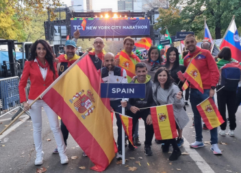 La navarra Nuria Elío Aldunate, durante su participación en la maratón de Nueva York.