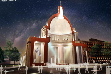 El monumento abierto a la ciudad por una sección que eliminaría la mitad del edificio.