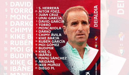 Lista de Jagoba Arrasate para el Valladolid-Osasuna de la Jornada 21.