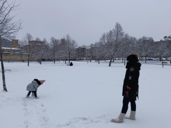 Fotos de la nevada en el parque Los Llanos de Estella. /