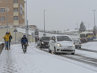 Fotos de la nevada de este lunes en Tierra Estella. /