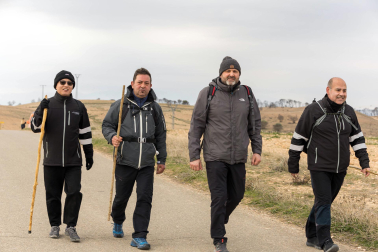 Peregrinos de la Ribera, durante la primera Javierada de 2023.