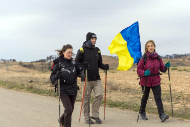 Peregrinos de la Ribera, durante la primera Javierada de 2023.